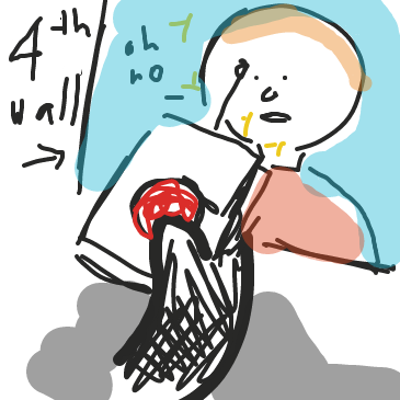 The black neko man reaches for the real world and activates the remote. The person behind the screen is s h o c k e d. - Online Drawing Game Comic Strip Panel by Hina the Meme-ma