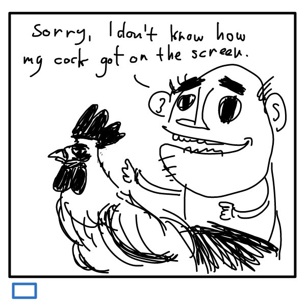 "luckily my rooster decided to stand front of it" - Online Drawing Game Comic Strip Panel by Peyocay