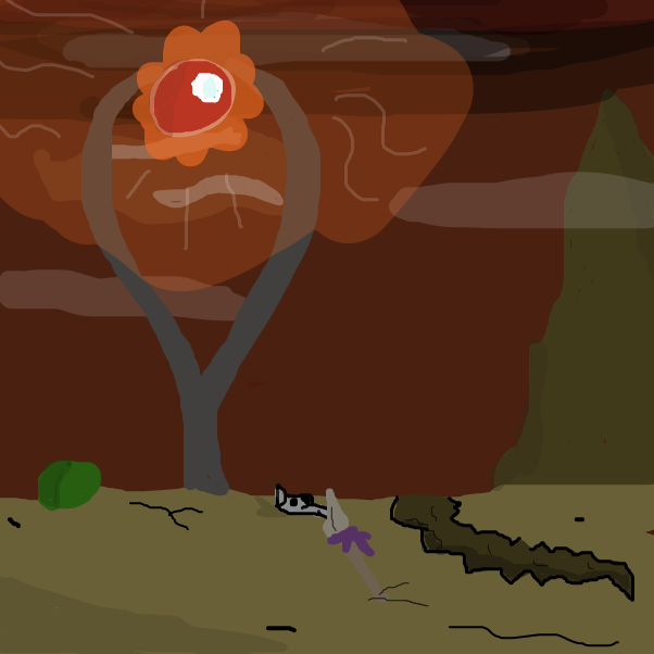 The pahoehoe cell glows as it's deserted land shades throught the night time. - Online Drawing Game Comic Strip Panel by BananaDoc