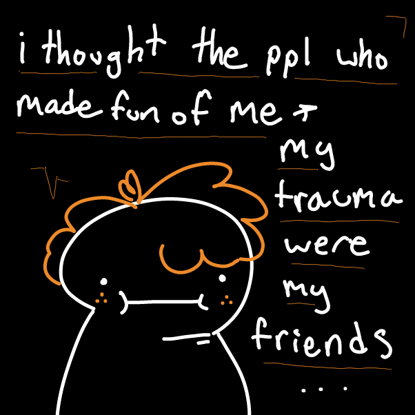 Drawing in red flag you relised about your past self  by cloefromschool