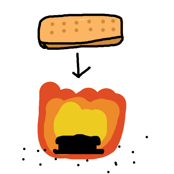 now apply the top graham cracker to the burning me-- i mean rest of the smore - Online Drawing Game Comic Strip Panel by dytamic