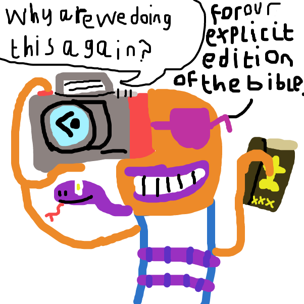 Perpent and Swaggy Jeff have team up to make their own bible with a BIG more sass. - Online Drawing Game Comic Strip Panel by BananaDoc