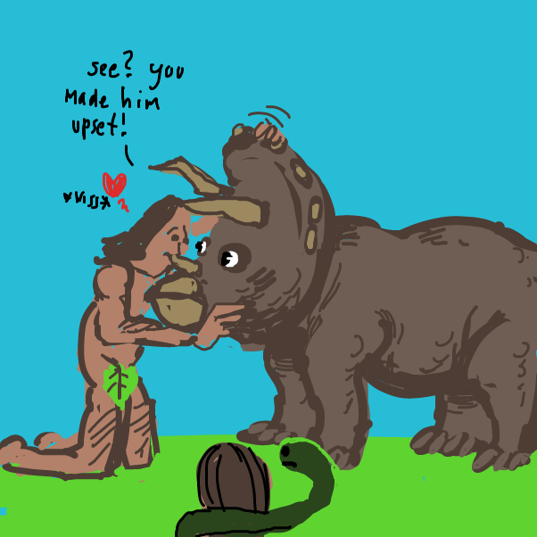 (he is wagging his tail offscreen) - Online Drawing Game Comic Strip Panel by Peyocay