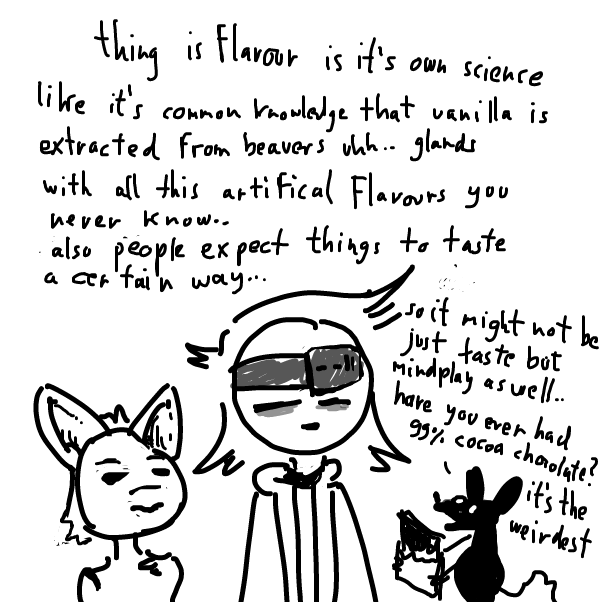 you expect it to taste sweet because it chocolate
but then it's bitter taste just hits you like an electric shock - Online Drawing Game Comic Strip Panel by Peyocay