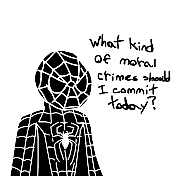 Drawing in Symbiote Suit Spidey Strolling by KikiPotions