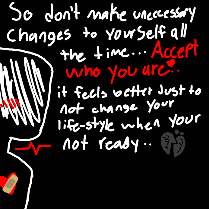 life-style changes effect these feelings to..not being ready for a huge change will put HUGE amounts of pressure on you in the long run. - Online Drawing Game Comic Strip Panel by OneWithTheShadows