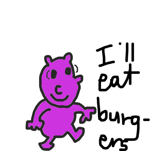 Frank the hippo is going to eat 10 burgers and he gets fat - Online Drawing Game Comic Strip Panel by SteliosPapas