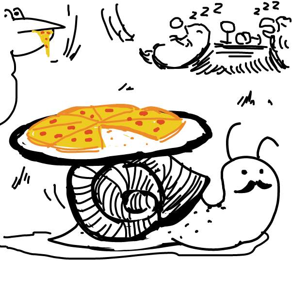 Gastron (Gastropod + Gaston) - Online Drawing Game Comic Strip Panel by Peyocay