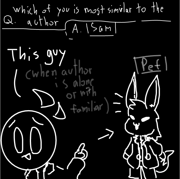 Drawing in sam and the  others lore by FifaSam