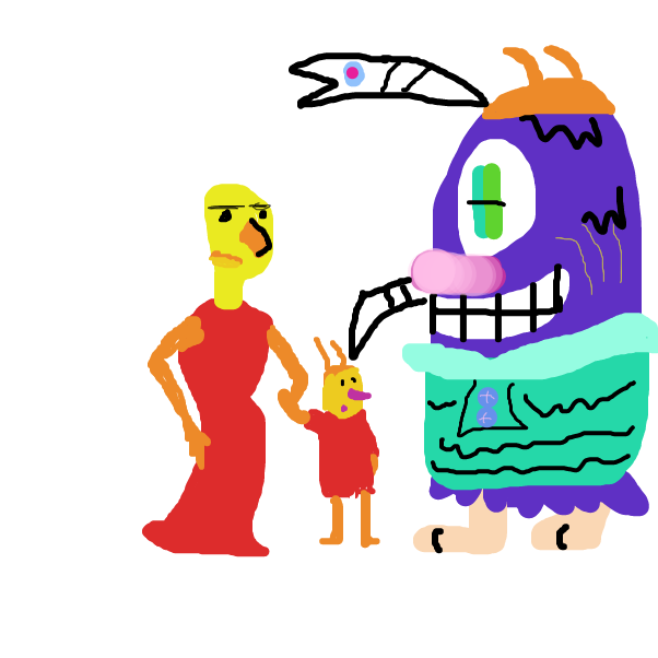 Forgot to give the Mother a name but alright, (3: The Father, Grezzbore) - Online Drawing Game Comic Strip Panel by BananaDoc