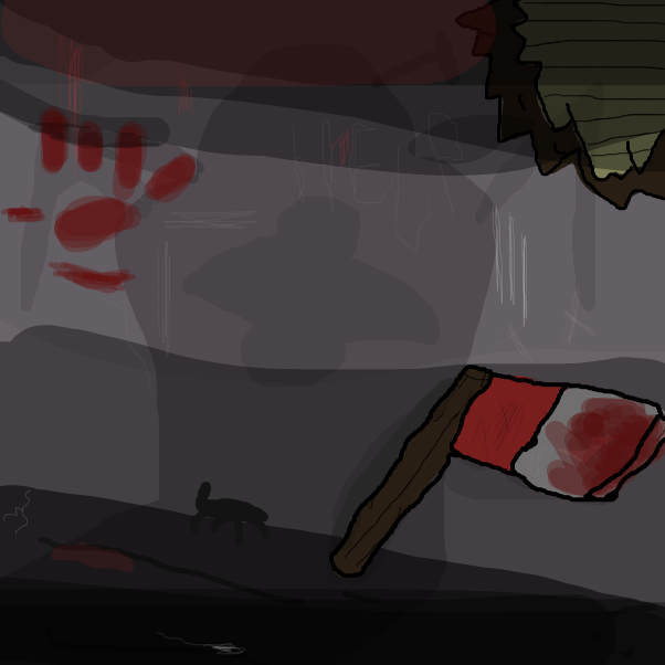 He lurks oh very alone in his contorted shack. Thinking "There is no simple purpose that is given to him, so this is my only setting." Even though he doesn't want to do what he does! - Online Drawing Game Comic Strip Panel by BananaDoc