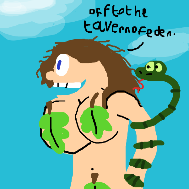 With Adam doing the list Eve gave him, Eve has time to chillax and do what she usually does. - Online Drawing Game Comic Strip Panel by BananaDoc