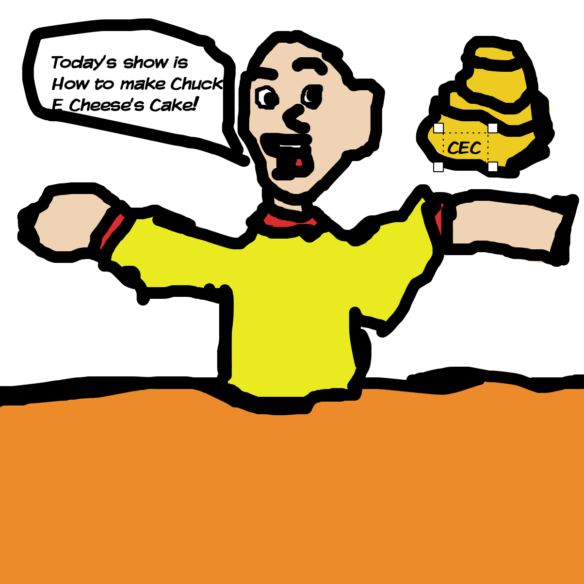 First panel in Caillou bakes a cake drawn in our free online drawing game