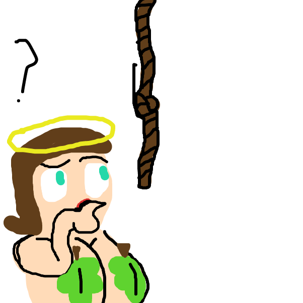 Naked Jesette discovers a rope attached to something up top, What could it be? - Online Drawing Game Comic Strip Panel by BananaDoc