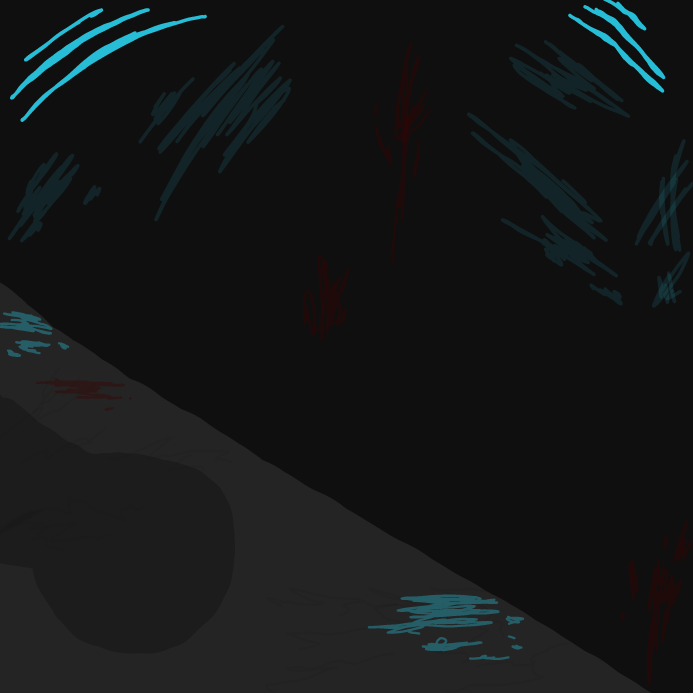 -ALex wandered more towards the inside of the dark alley, all she saw on the walls were bright blue stains and scratches and some blood aswell- - Online Drawing Game Comic Strip Panel by OneWithTheShadows