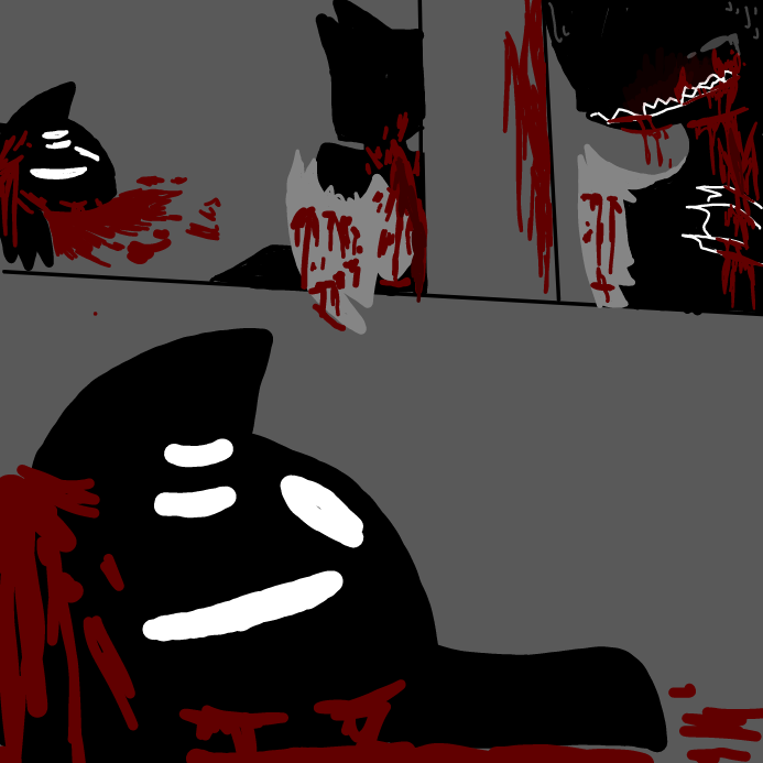 -a while after that whole sense of chaos happened, i felt miserable. my stomach pained me as i tried to stop my own bleeding, i felt something else that i never did, tears falling down my face. just the site of Covenant made it worse- - Online Drawing Game Comic Strip Panel by OneWithTheShadows