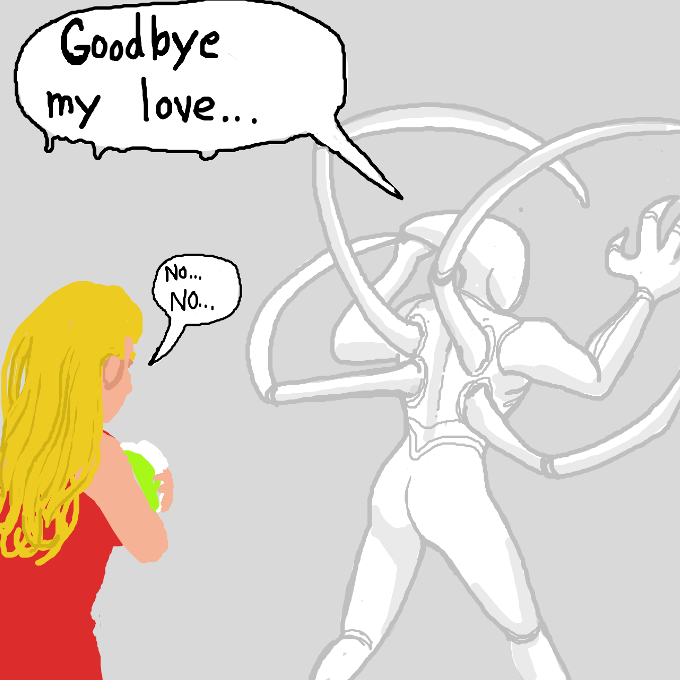 Drawing in Girlfriend doesn't want KEN to go fight by TFD