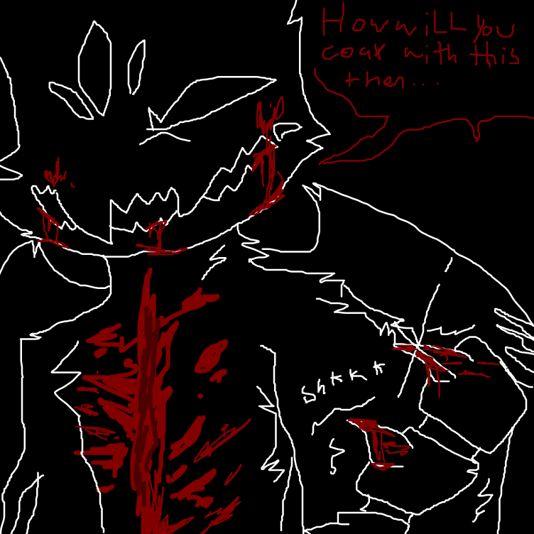 - there was only one trick left up my sleeve, and was to mimic a wolf's paw to remind her that I've could have killed her in the beginning if I hadn't stopped fighting from bleeding on my palm- - Online Drawing Game Comic Strip Panel by OneWithTheShadows