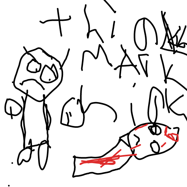 Drawing in think mark think by kirby????