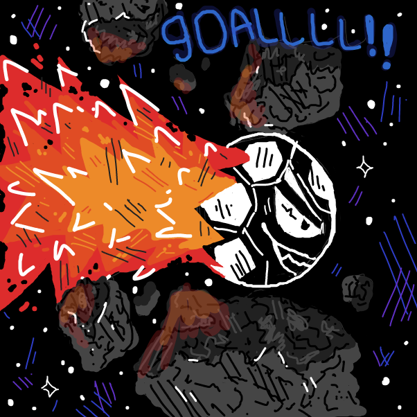 Drawing in Football playing king in space, with a moustache by Umanix