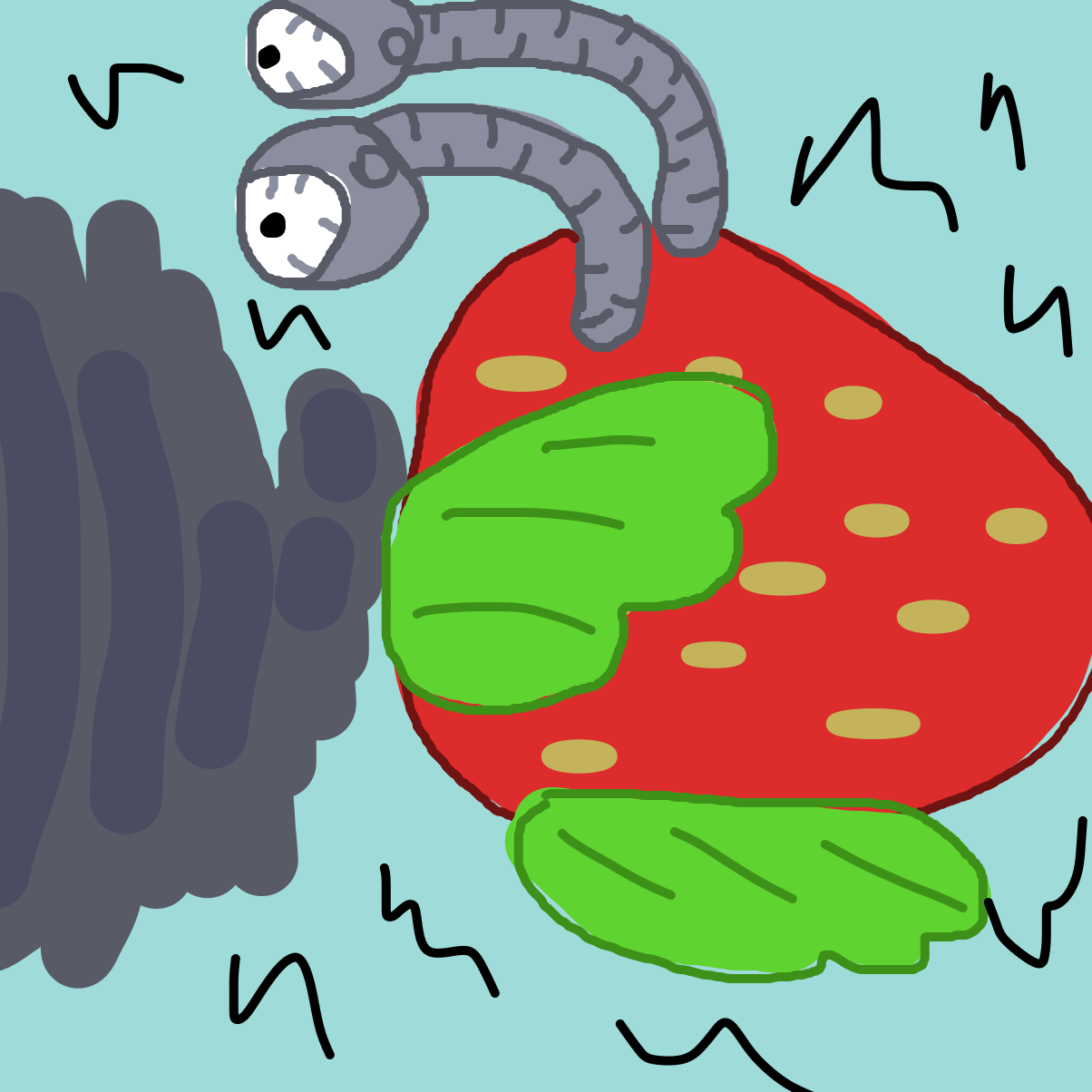 The strawberry thingo summons a tornado. - Online Drawing Game Comic Strip Panel by JacJammer