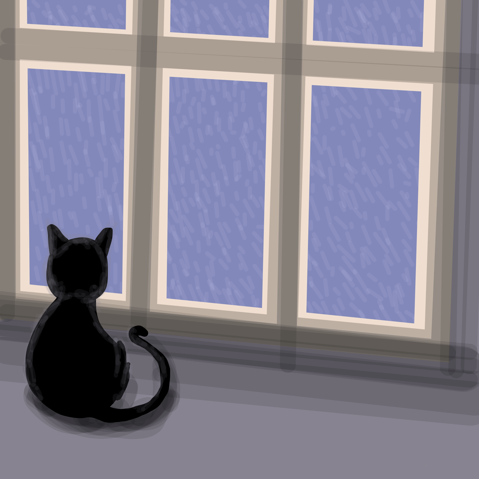 First panel in Its raining drawn in our free online drawing game
