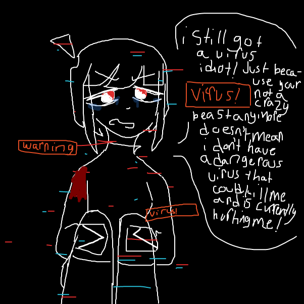 - i was still angry at him, most likely now im almost dead due to a harmful virus trying to take over me- - Online Drawing Game Comic Strip Panel by Scythesowner2
