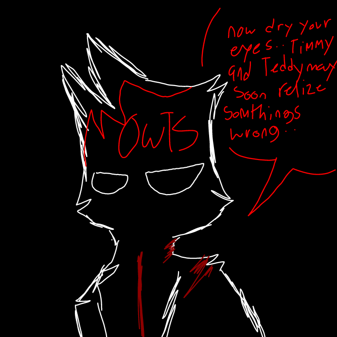 - i tried to help her out for once, i dried her tears as i held my hand on her shoulder, still bleeding. I knew Timmy and Teddy will soon figure out that somethings not ok with her- - Online Drawing Game Comic Strip Panel by OneWithTheShadows