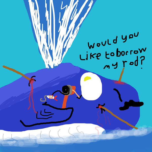Whale offer Naked Jesus his cannibal rod. - Online Drawing Game Comic Strip Panel by BananaDoc