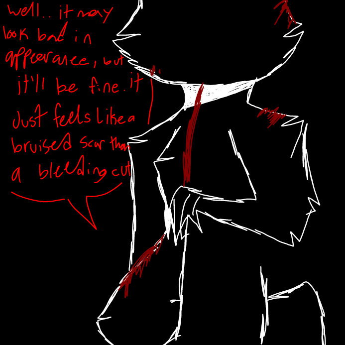 - i acknowledged what she said i had an answer, it felt more like it had healed over a few day than it bleeding like it was fresh- - Online Drawing Game Comic Strip Panel by OneWithTheShadows