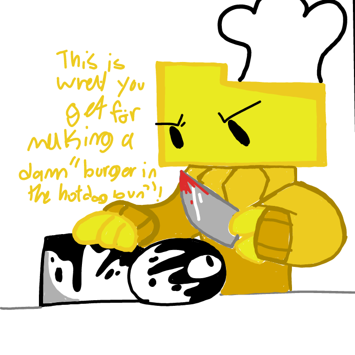 Stop making "buger in the hot dog buns" Bob! - Online Drawing Game Comic Strip Panel by OneWithTheShadows