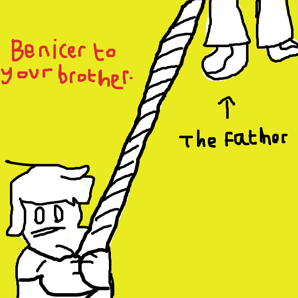 "Sorry mum." - Online Drawing Game Comic Strip Panel by BananaDoc