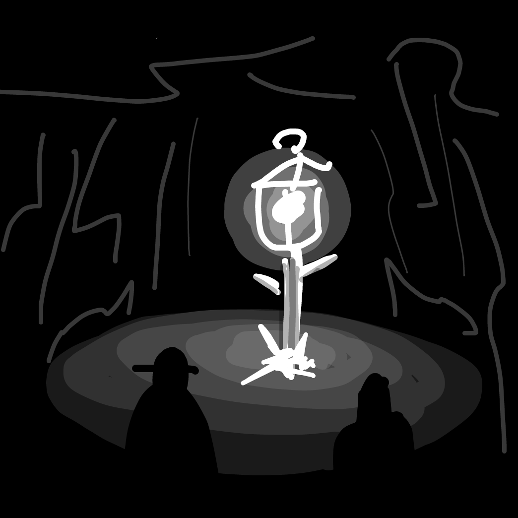 First panel in A Light in the Dark drawn in our free online drawing game