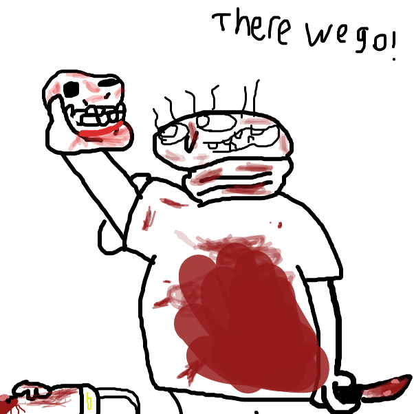 He slaughtered the baby just to get his skull. - Online Drawing Game Comic Strip Panel by BananaDoc