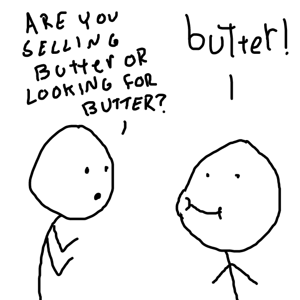 Drawing in butter guy. by Emjaypatrick