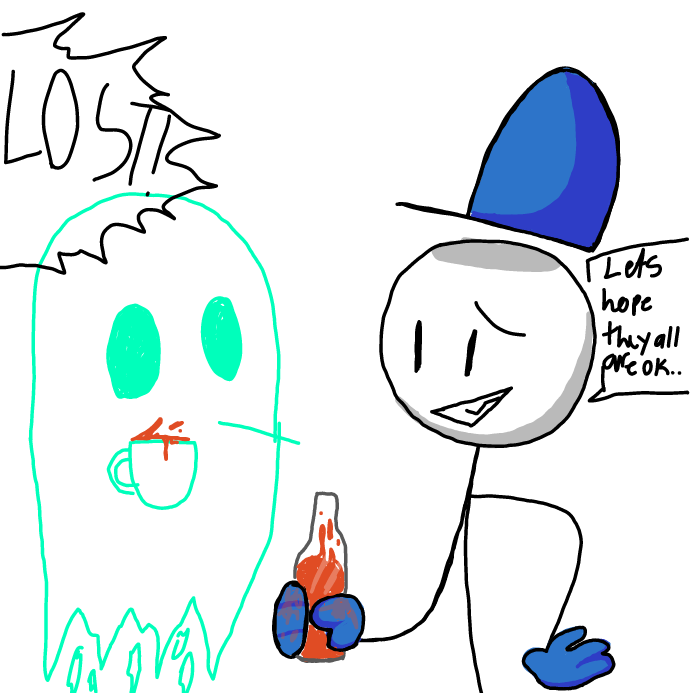 oof ghosts really bother him - Online Drawing Game Comic Strip Panel by OneWithTheShadows