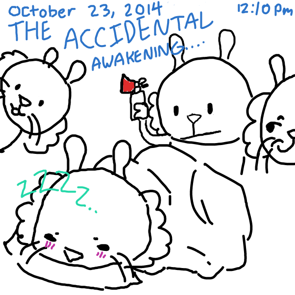 At 12:10 pm, the snuzzles will prank and "accidentally" awaken their fellow compadre who spent so much time planning for this special day, that they fell asleep and don't plan to wake up for shenanigans.  - Online Drawing Game Comic Strip Panel by Umanix