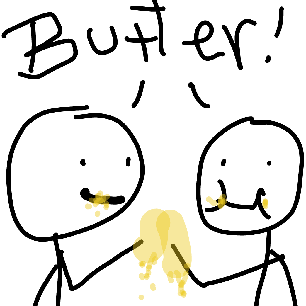 Drawing in butter guy. by Emjaypatrick
