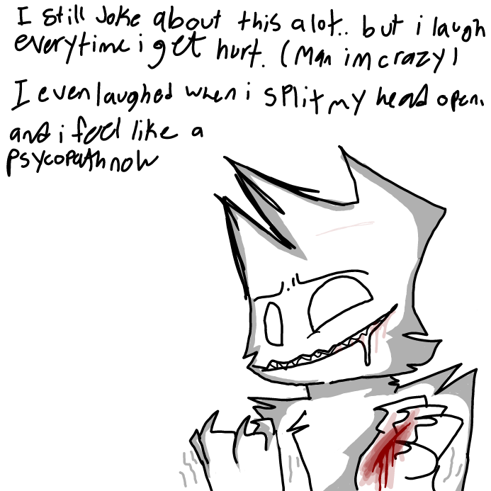 yeah i still do that to this day (i even decided it was ok for me to cut my own hand with a box-cutter, before doing this panel. DAM im nuts.. - Online Drawing Game Comic Strip Panel by OneWithTheShadows