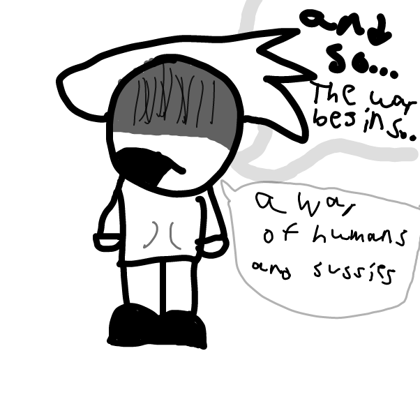 Feel free to make sequels! This is my series of mini-comics of a war against sussies and humans! Make it dramatic, make it funny! Use your imagination!! - Online Drawing Game Comic Strip Panel by Z.The.Comic