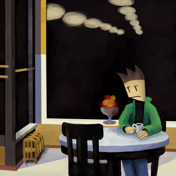 "Automat", Edward Hopper - Online Drawing Game Comic Strip Panel by 🔲