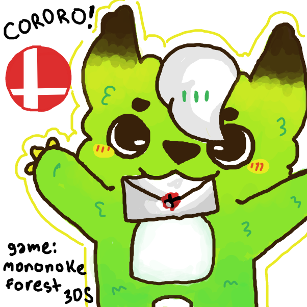 I heavily doubt anyone knows about this Lil dude, his game is very underrated.
his name cororo aaaaa I love him : ,C
The game is Mononoke forest for the 3ds! 
add ur characters' details names and media they r from in notes pls! - Online Drawing Game Comic Strip Panel by Umanix