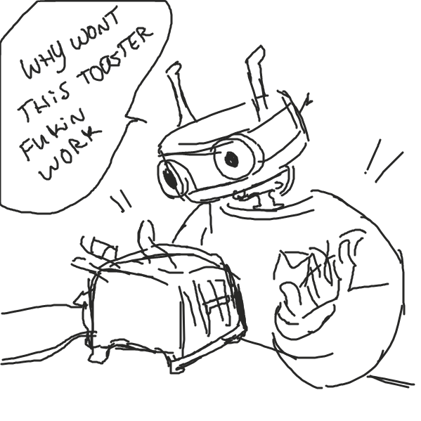 he cant get the toaster to work - Online Drawing Game Comic Strip Panel by Tamakid