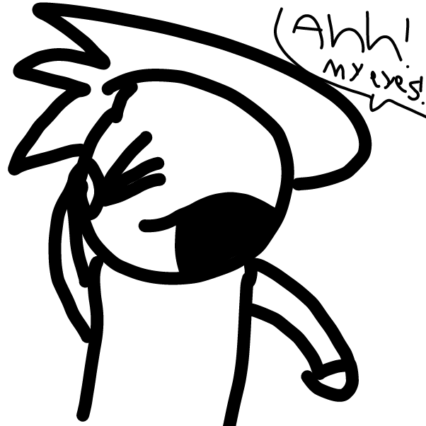 They flew into his eye, brutal - Online Drawing Game Comic Strip Panel by Z.The.Comic