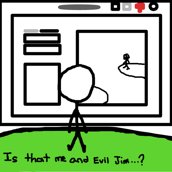 Alright; he's technically at part one lol, let's make him realize that he isn't real. - Online Drawing Game Comic Strip Panel by kohga_forgot
