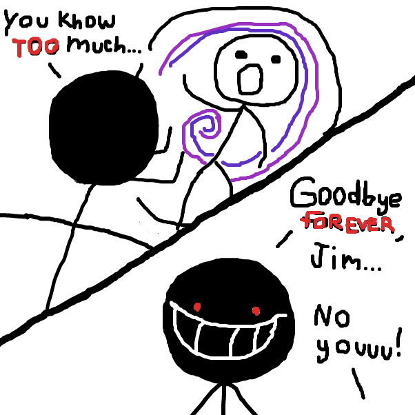 Jim gets pushed into another portal and gets sent into a place called "The End" which is an empty galaxy to where bad creations get destroyed and slowly fade away and get erased from existence upon entering. - Online Drawing Game Comic Strip Panel by CloudVanilla