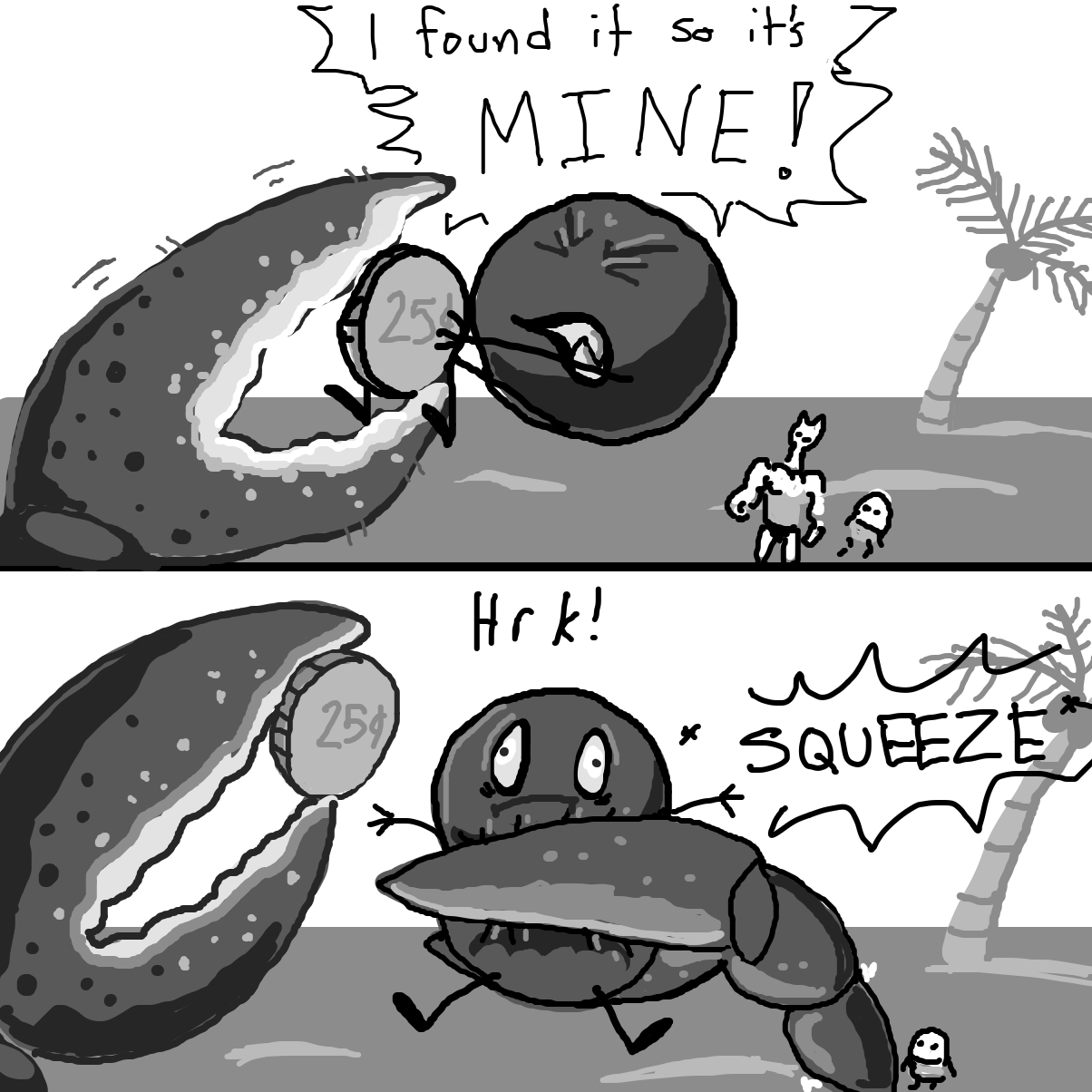 Crabs have TWO claws you fool! - Online Drawing Game Comic Strip Panel by Electra