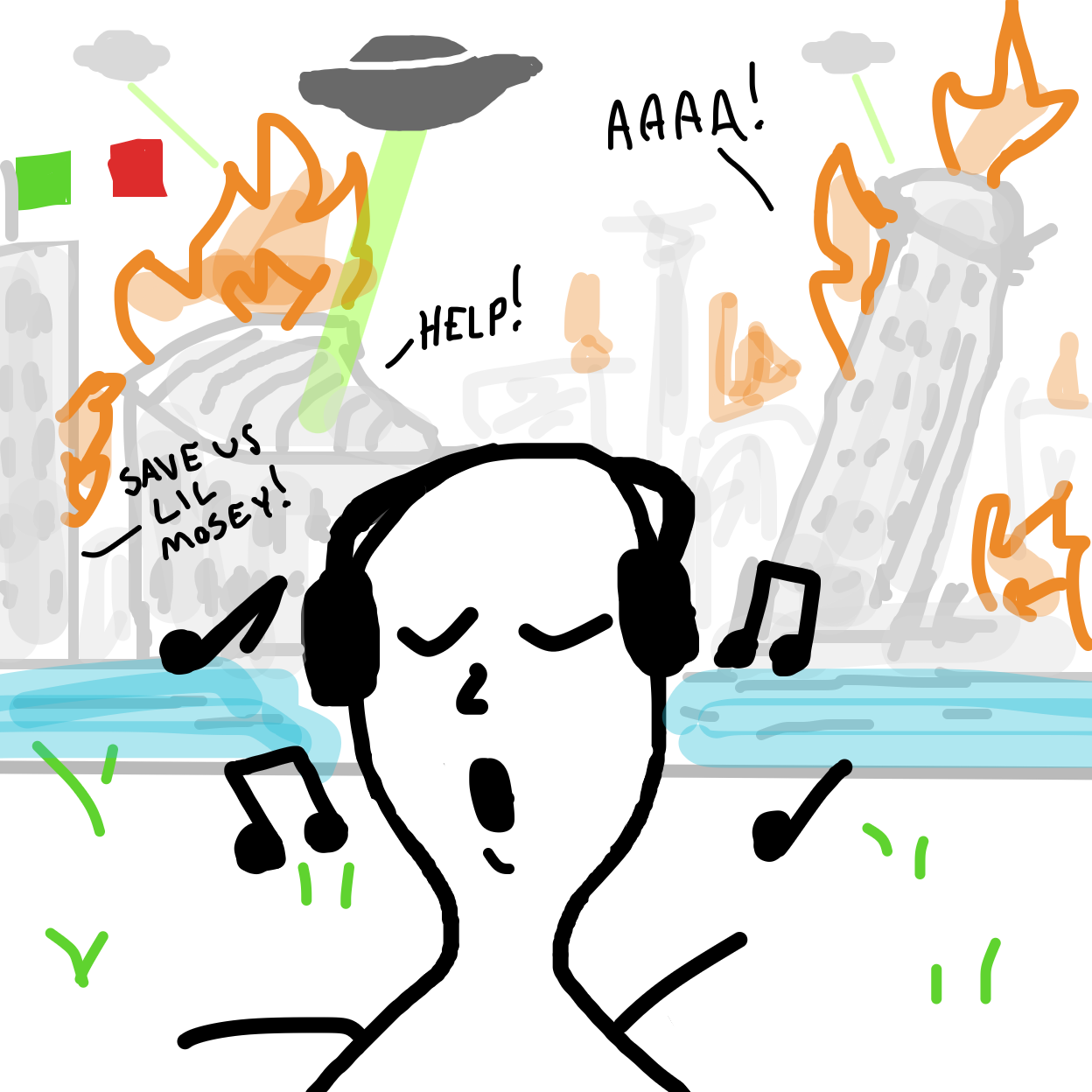 Drawing in lil mosey listens to his jams by Painovoima