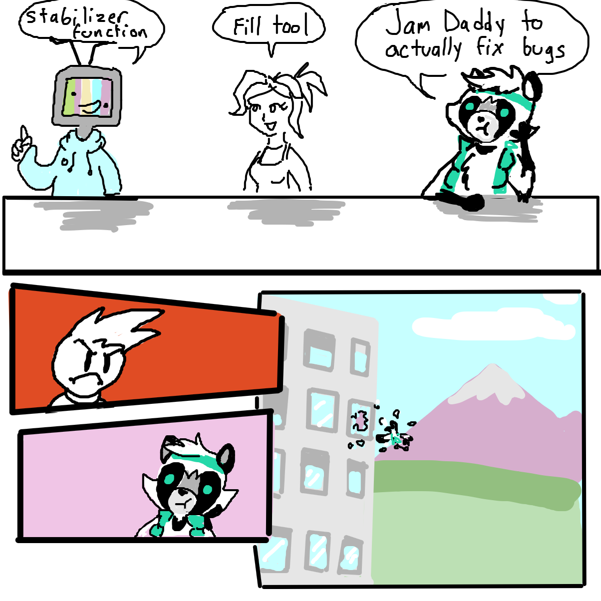 I would consider joining Jam Squad if the site were properly cared for… 🙃 - Online Drawing Game Comic Strip Panel by Electra