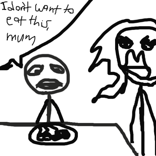 I don’t want to eat this, mum - Online Drawing Game Comic Strip Panel by Uugh